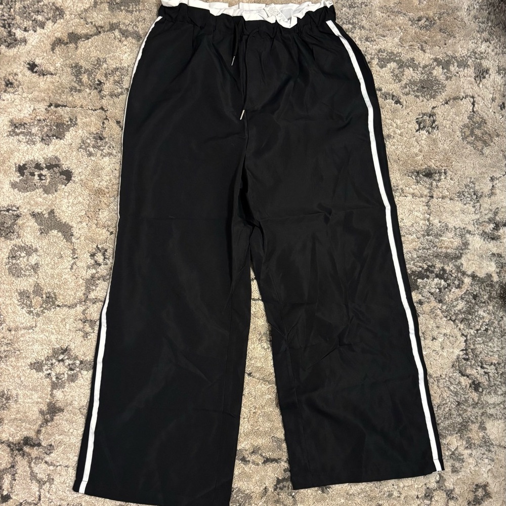 SHEIN Black Joggers with White Trim